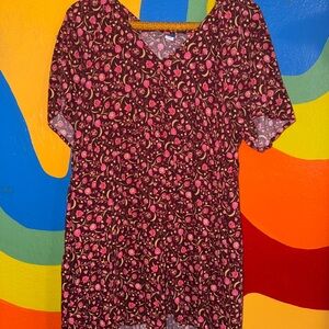 Old Navy Burgundy Mini Dress with Pink Floral Print